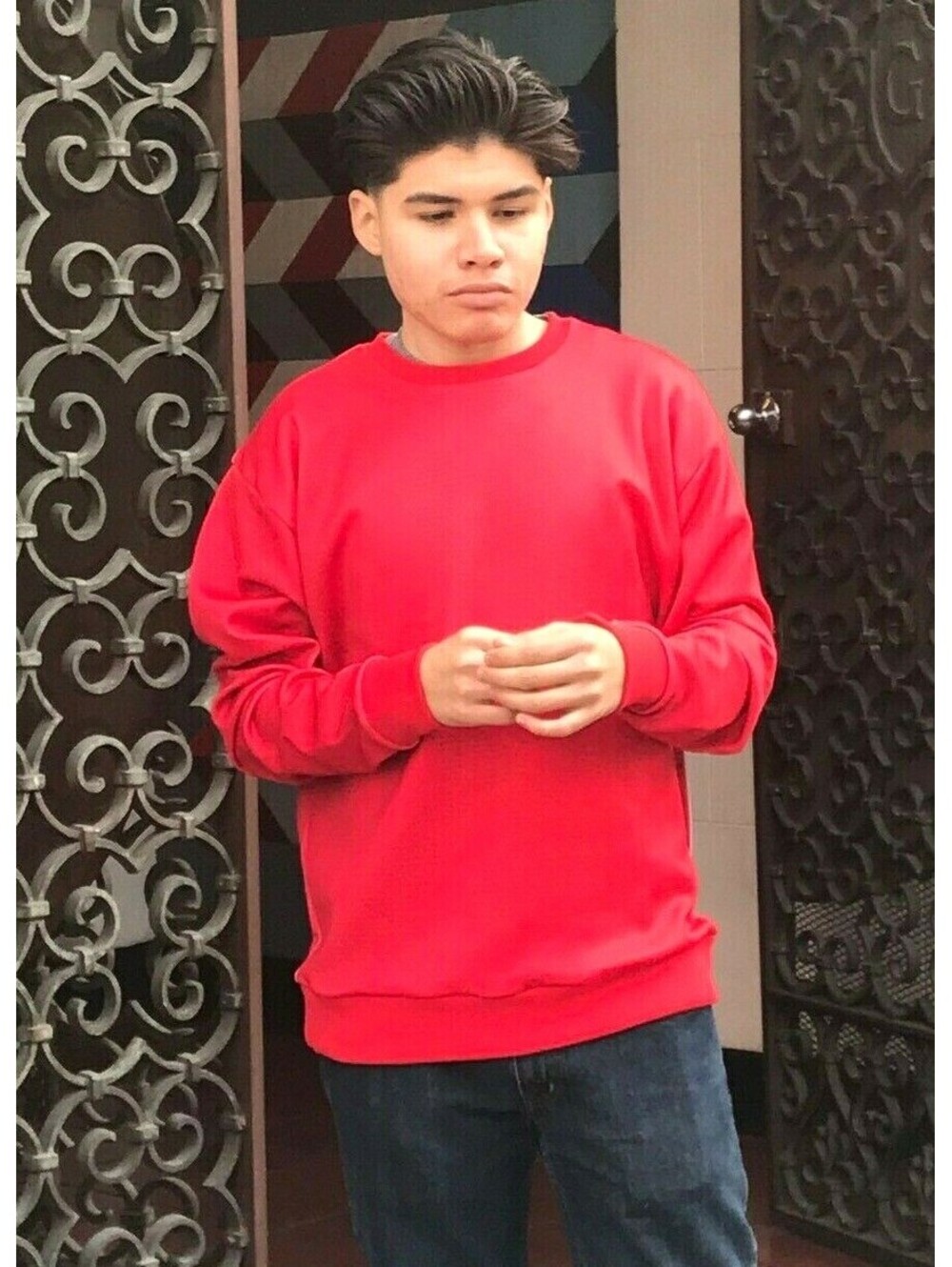 Men's Fila Red Signature Crewneck Fleece Sweatshirt